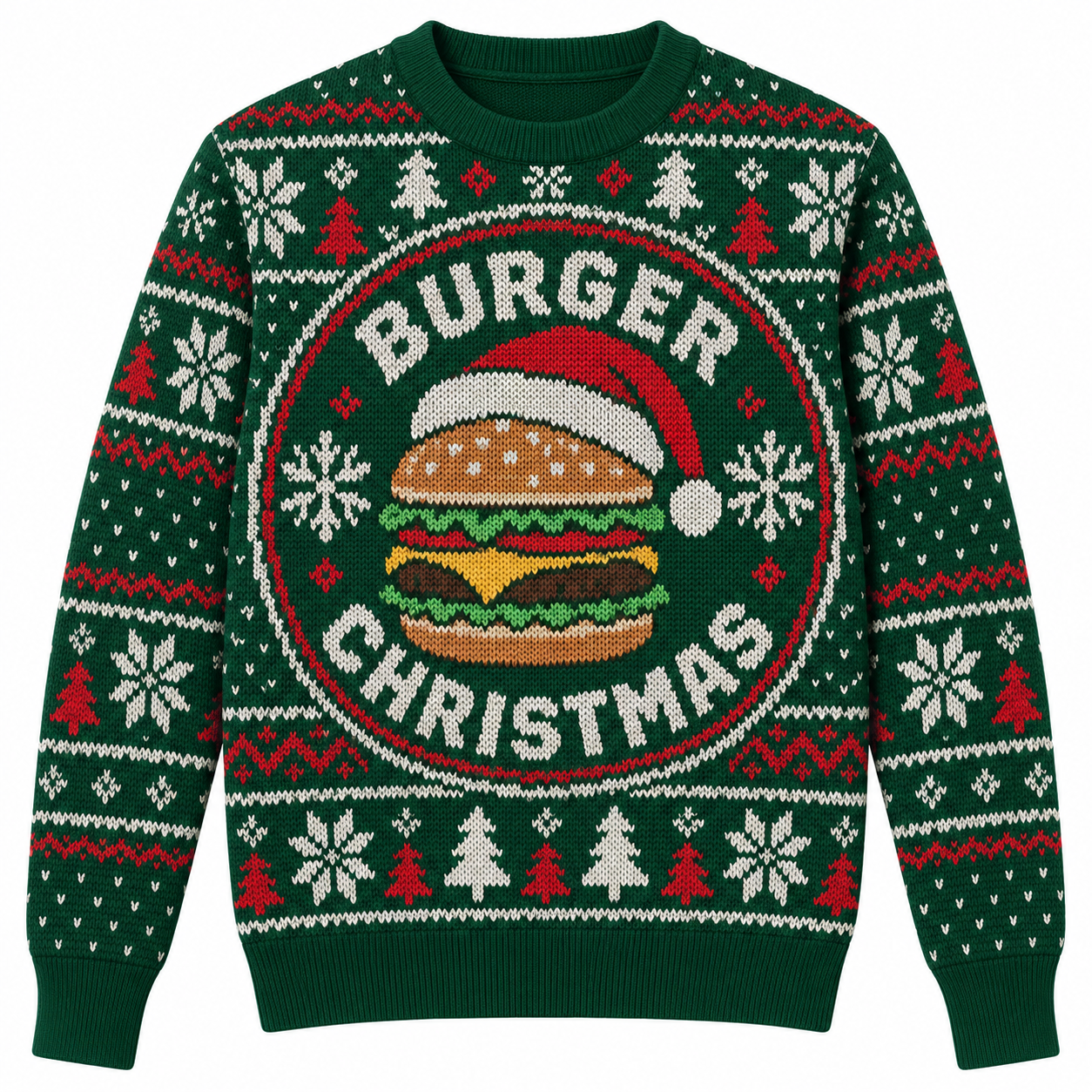 [popular-sweater:PX-23-05:front] Burger Christmas Ugly Christmas Sweatshirt - Front view