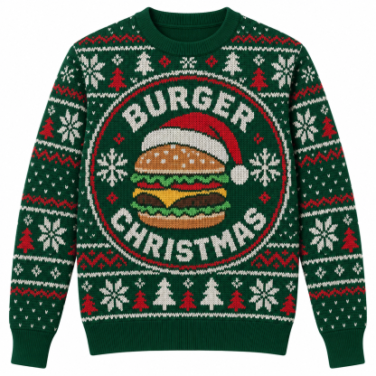 [popular-sweater:PX-23-05:front] Burger Christmas Ugly Christmas Sweatshirt - Front view