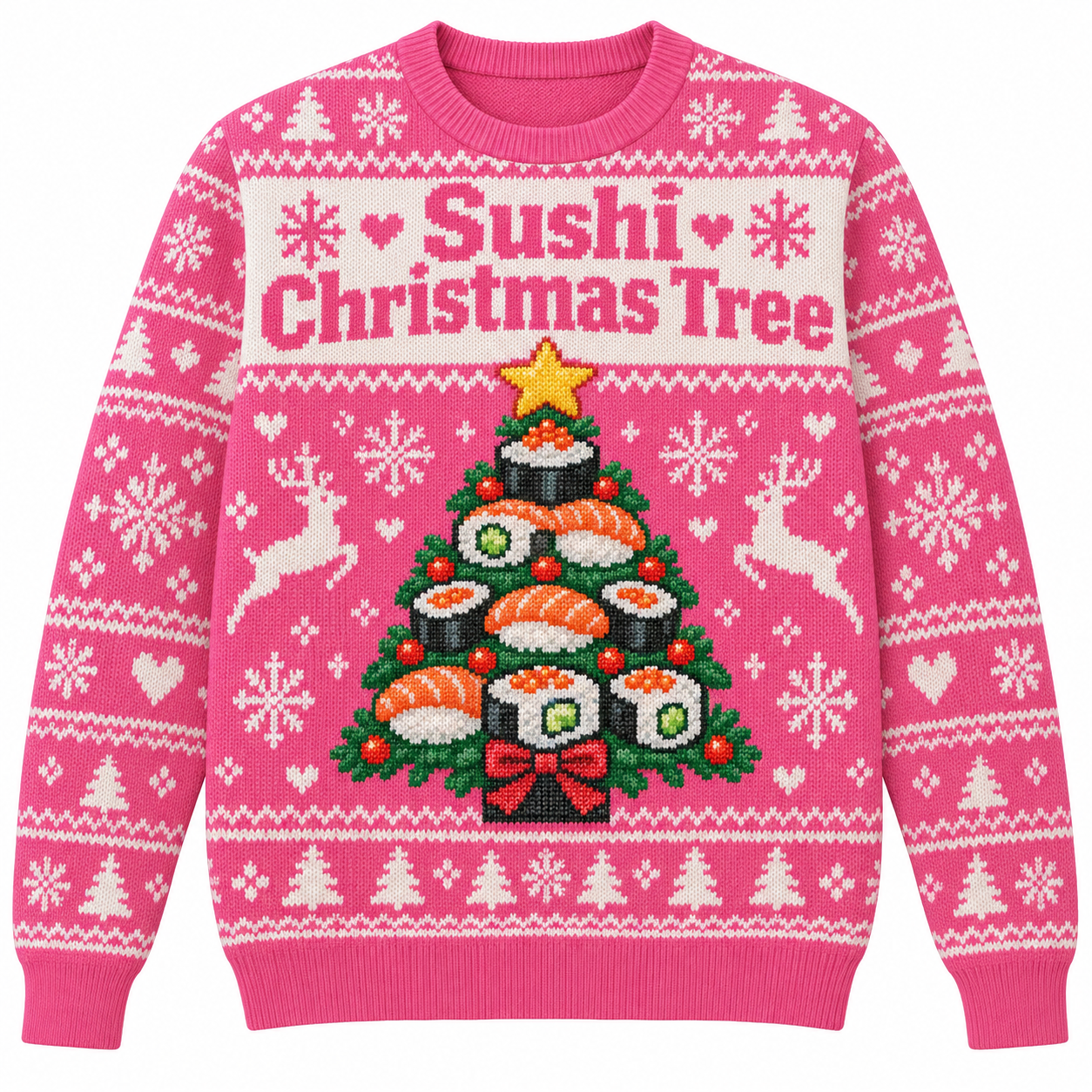 [popular-sweater:PX-23-06:front] Sushi Christmas Tree Ugly Christmas Sweatshirt - Front view