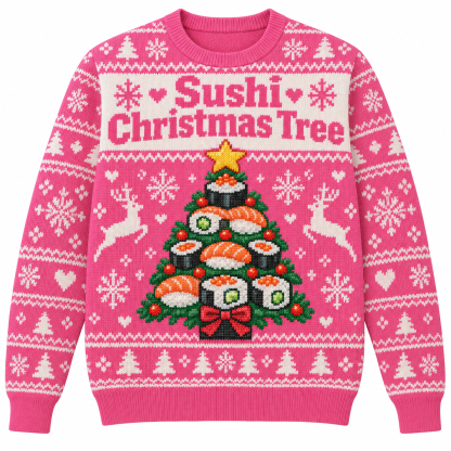 [popular-sweater:PX-23-06:front] Sushi Christmas Tree Ugly Christmas Sweatshirt - Front view