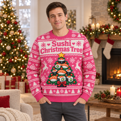 [popular-sweater:PX-23-06:male] Sushi Christmas Tree Ugly Christmas Sweatshirt - Male view