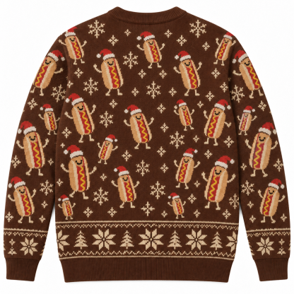 [popular-sweater:PX-23-07:back] Hot Dog Christmas Ugly Christmas Sweatshirt - Back view