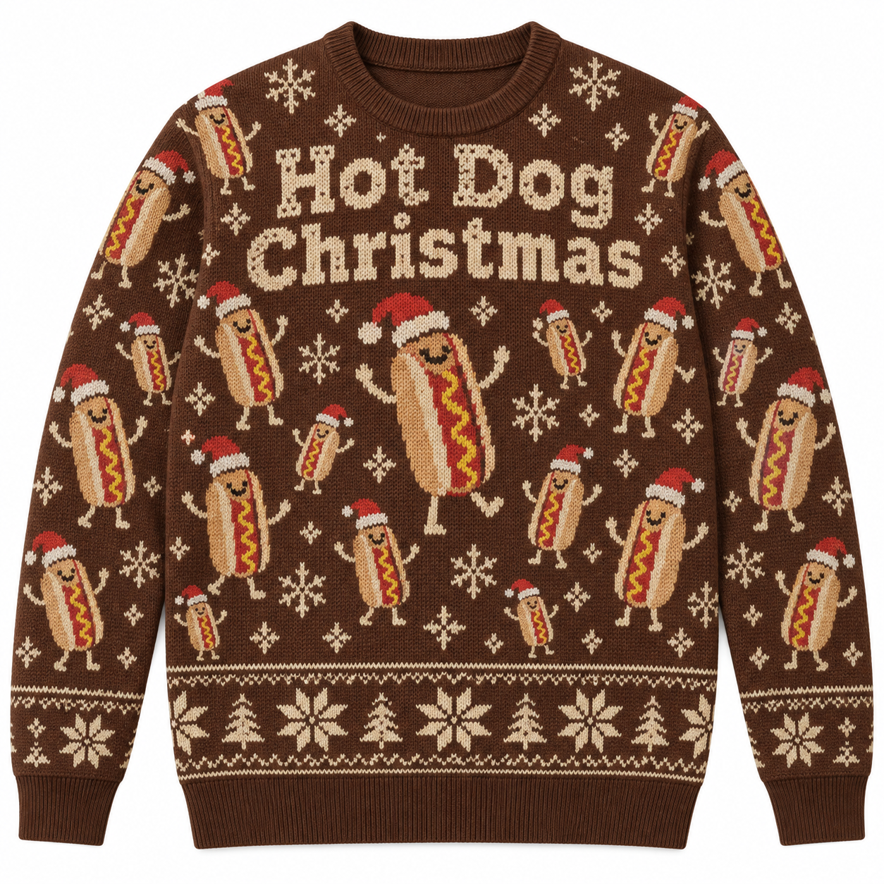 [popular-sweater:PX-23-07:front] Hot Dog Christmas Ugly Christmas Sweatshirt - Front view