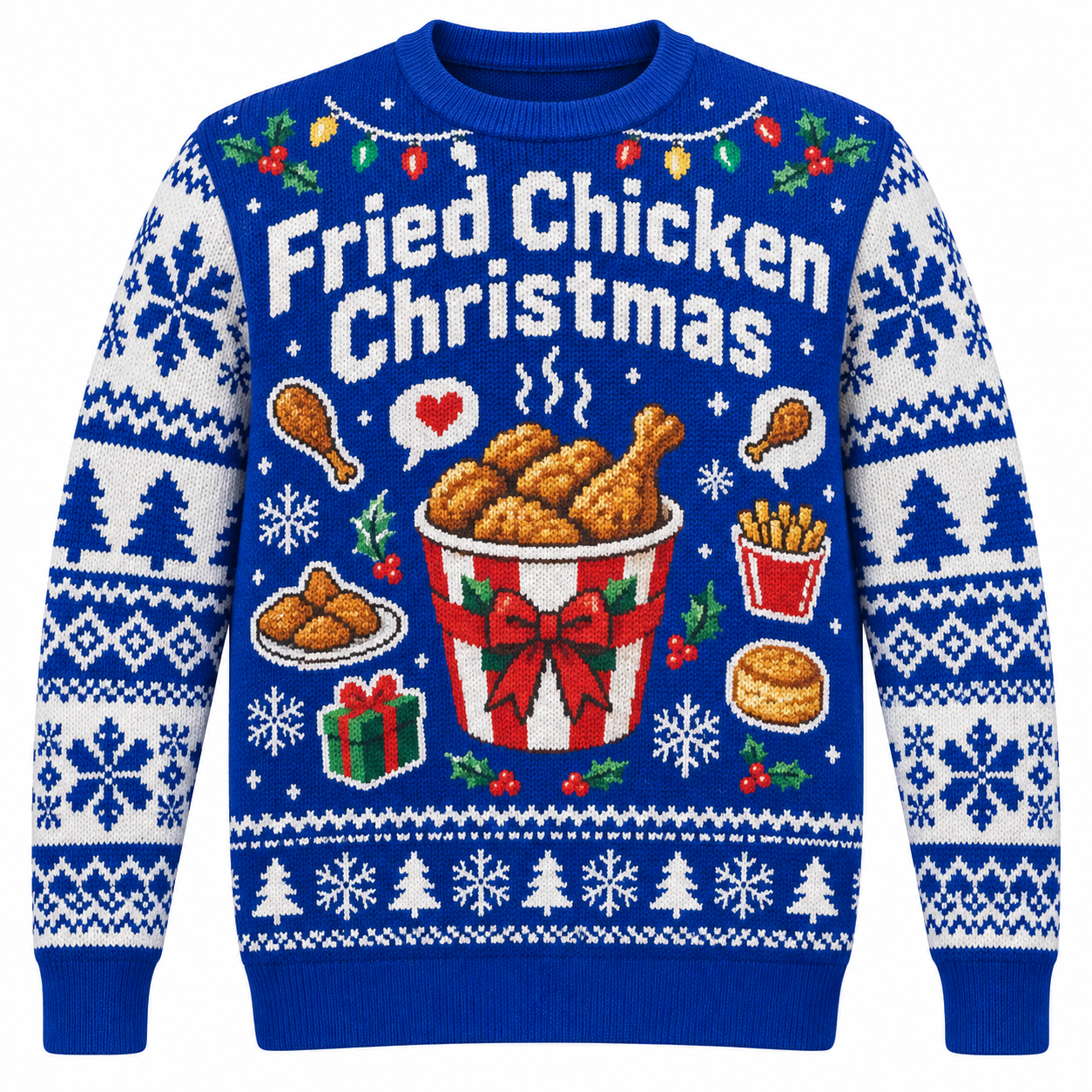 [popular-sweater:PX-23-08:front] Fried Chicken Christmas Ugly Christmas Sweatshirt - Front view