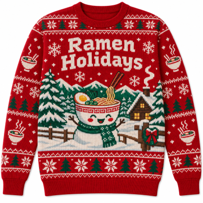 [popular-sweater:PX-23-09:front] Ramen Holidays Ugly Christmas Sweatshirt - Front view