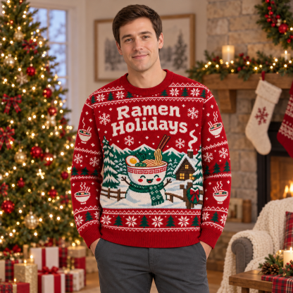 [popular-sweater:PX-23-09:male] Ramen Holidays Ugly Christmas Sweatshirt - Male view