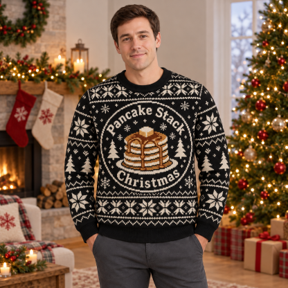 [popular-sweater:PX-23-10:male] Pancake Stack Christmas Ugly Christmas Sweatshirt - Male view