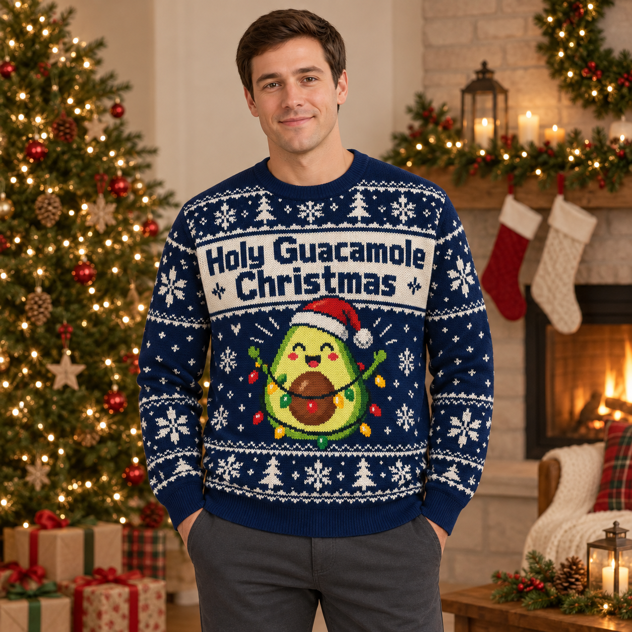 [popular-sweater:PX-23-11:male] Holy Guacamole Christmas Ugly Christmas Sweatshirt - Male view