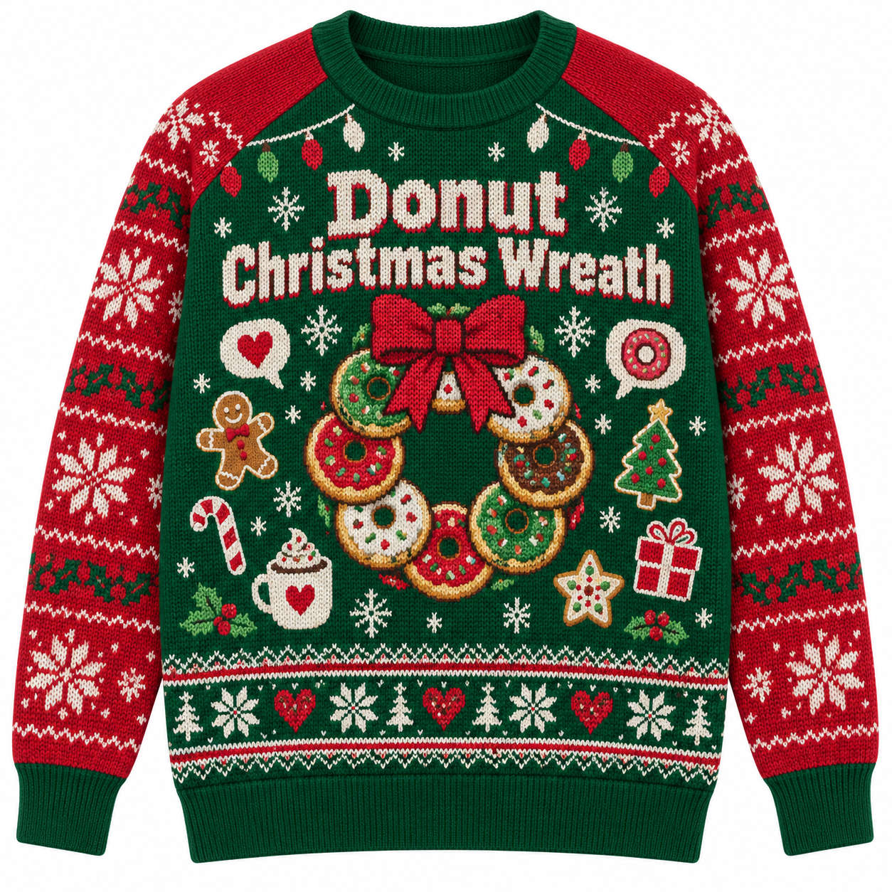 [popular-sweater:PX-23-13:front] Donut Christmas Wreath Ugly Christmas Sweatshirt - Front view