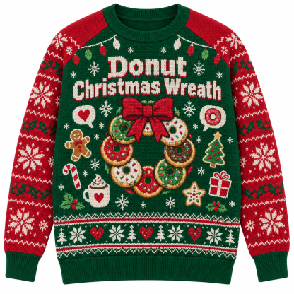 [popular-sweater:PX-23-13:front] Donut Christmas Wreath Ugly Christmas Sweatshirt - Front view