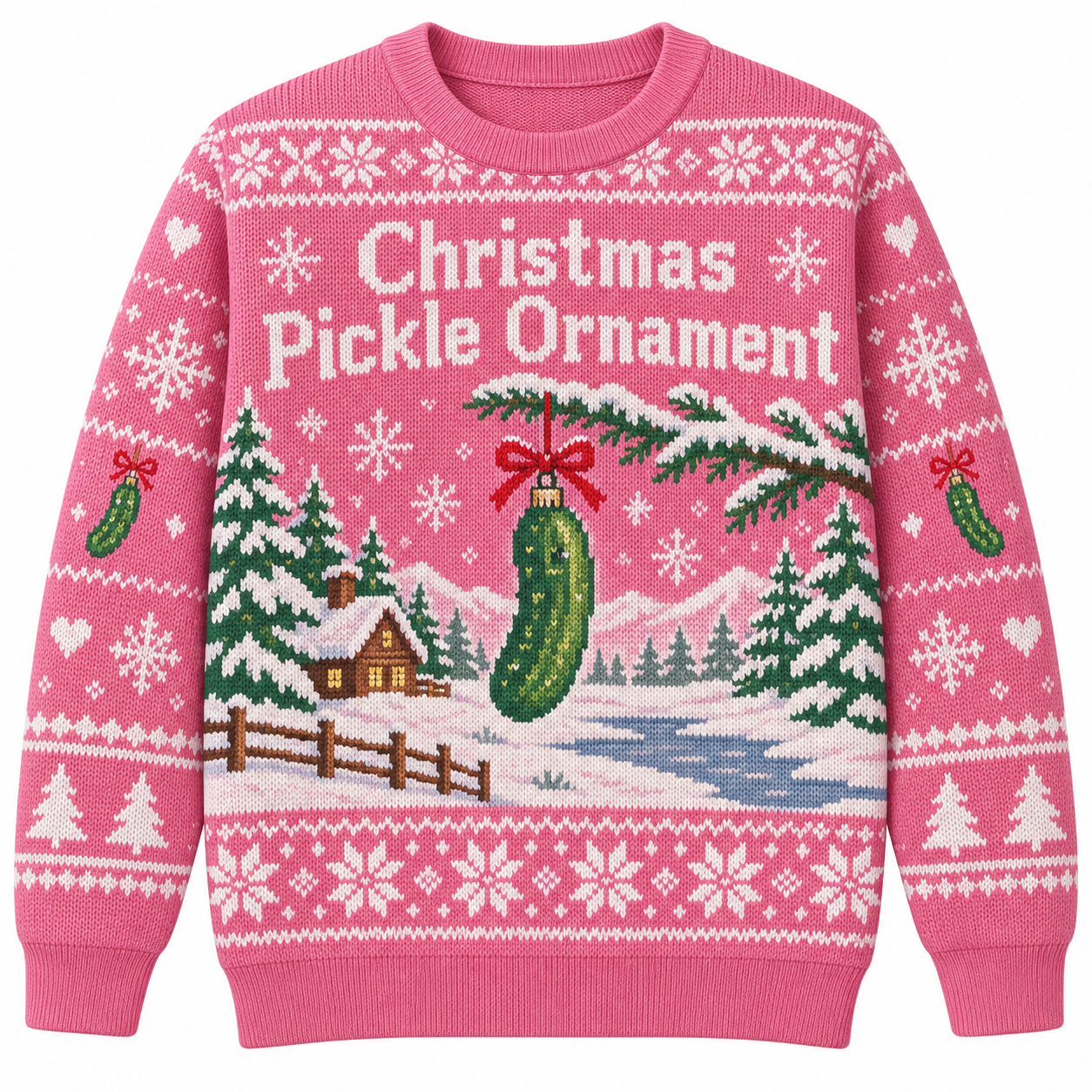 [popular-sweater:PX-23-14:front] Christmas Pickle Ornament Ugly Christmas Sweatshirt - Front view