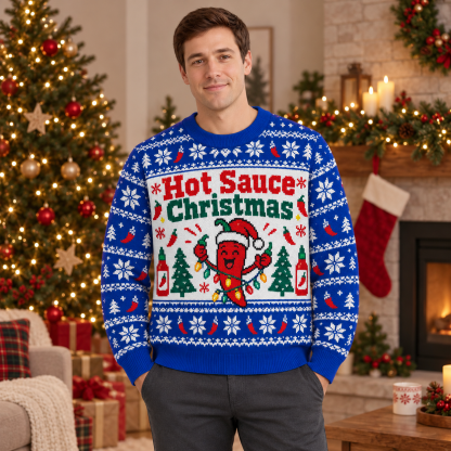 [popular-sweater:PX-23-16:male] Hot Sauce Christmas Ugly Christmas Sweatshirt - Male view
