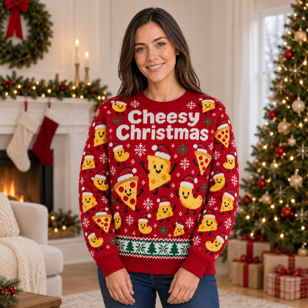 [popular-sweater:PX-23-17:female] Cheesy Christmas Ugly Christmas Sweatshirt - Female view