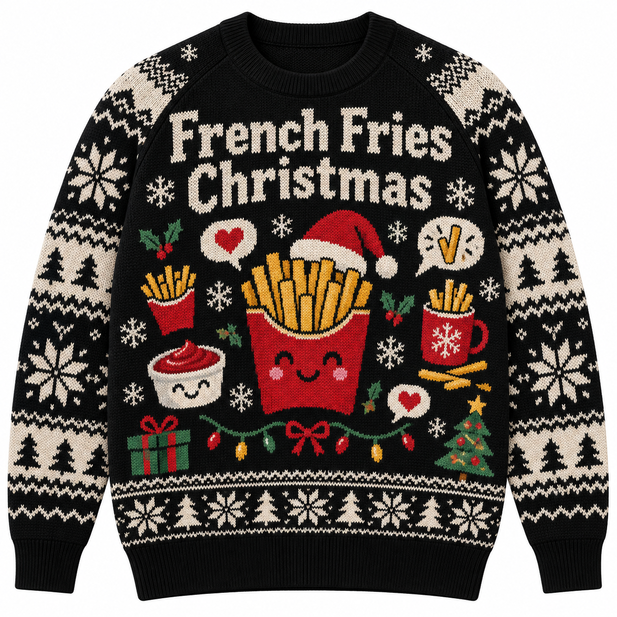 [popular-sweater:PX-23-18:front] French Fries Christmas Ugly Christmas Sweatshirt - Front view
