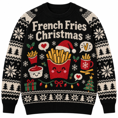 [popular-sweater:PX-23-18:front] French Fries Christmas Ugly Christmas Sweatshirt - Front view