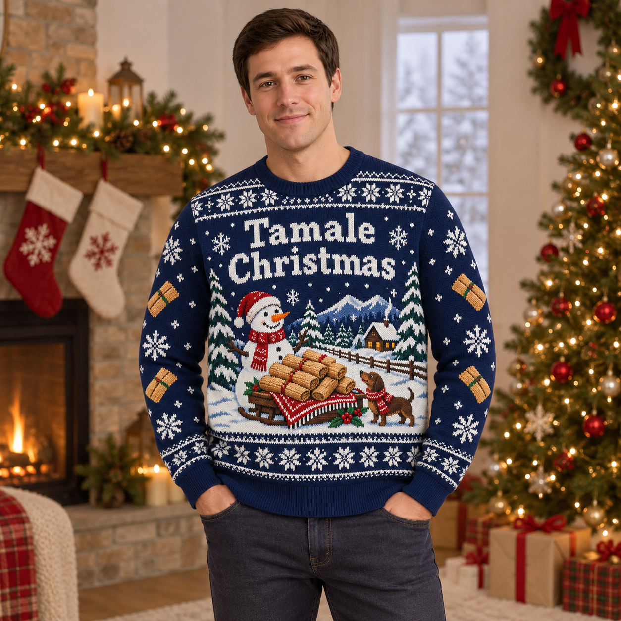 [popular-sweater:PX-23-19:male] Tamale Christmas Ugly Christmas Sweatshirt - Male view