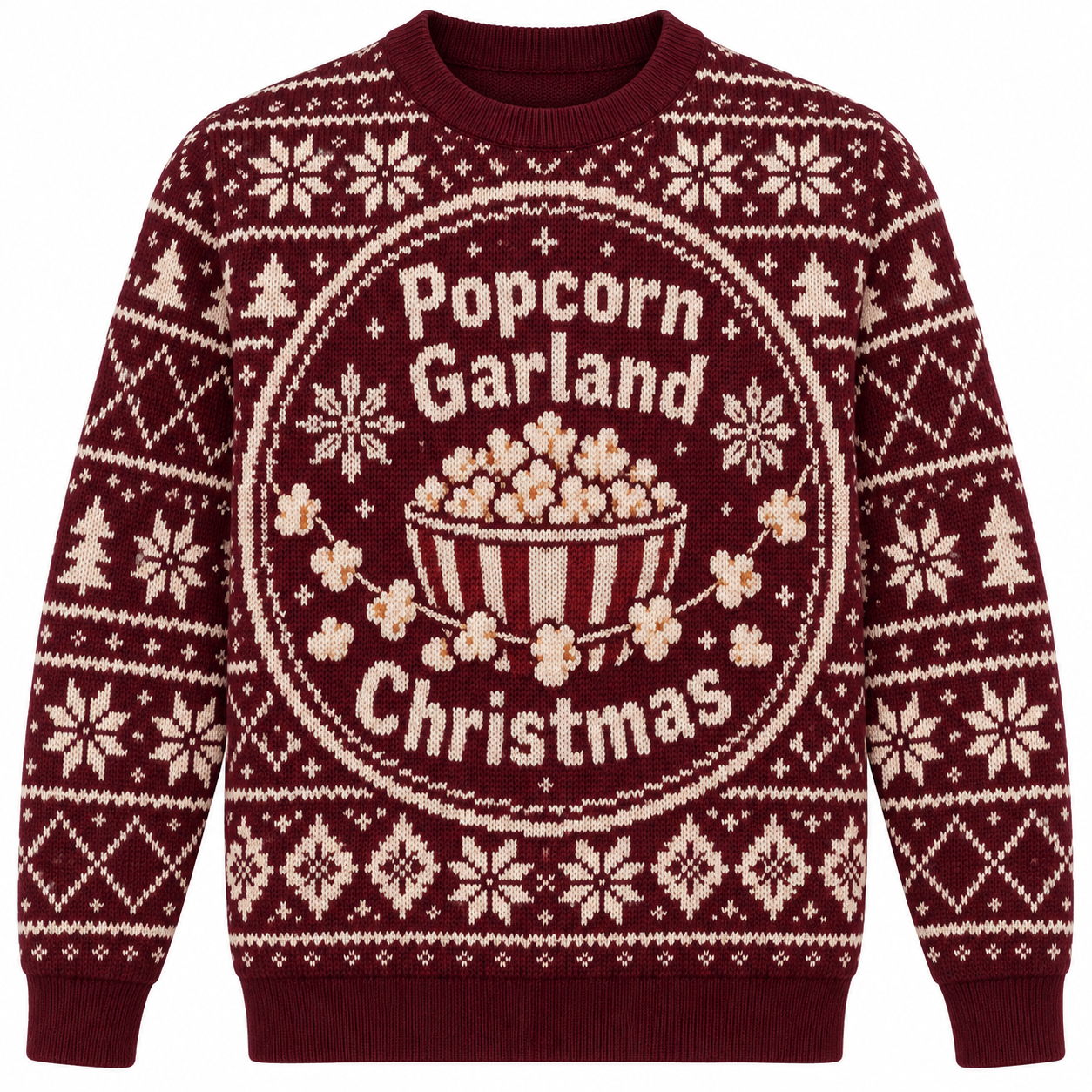[popular-sweater:PX-23-20:front] Popcorn Garland Christmas Ugly Christmas Sweatshirt - Front view