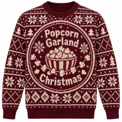 [popular-sweater:PX-23-20:front] Popcorn Garland Christmas Ugly Christmas Sweatshirt - Front view