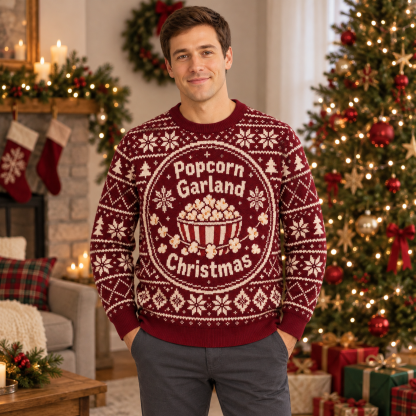 [popular-sweater:PX-23-20:male] Popcorn Garland Christmas Ugly Christmas Sweatshirt - Male view
