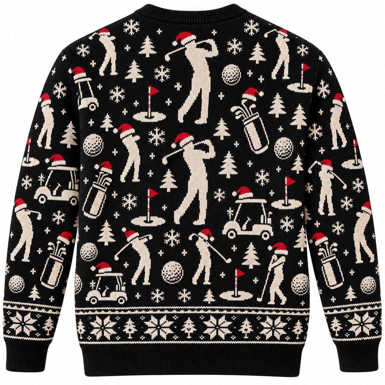 [popular-sweater:PX-24-02:back] Fore The Holidays Golf Ugly Christmas Sweatshirt - Back view
