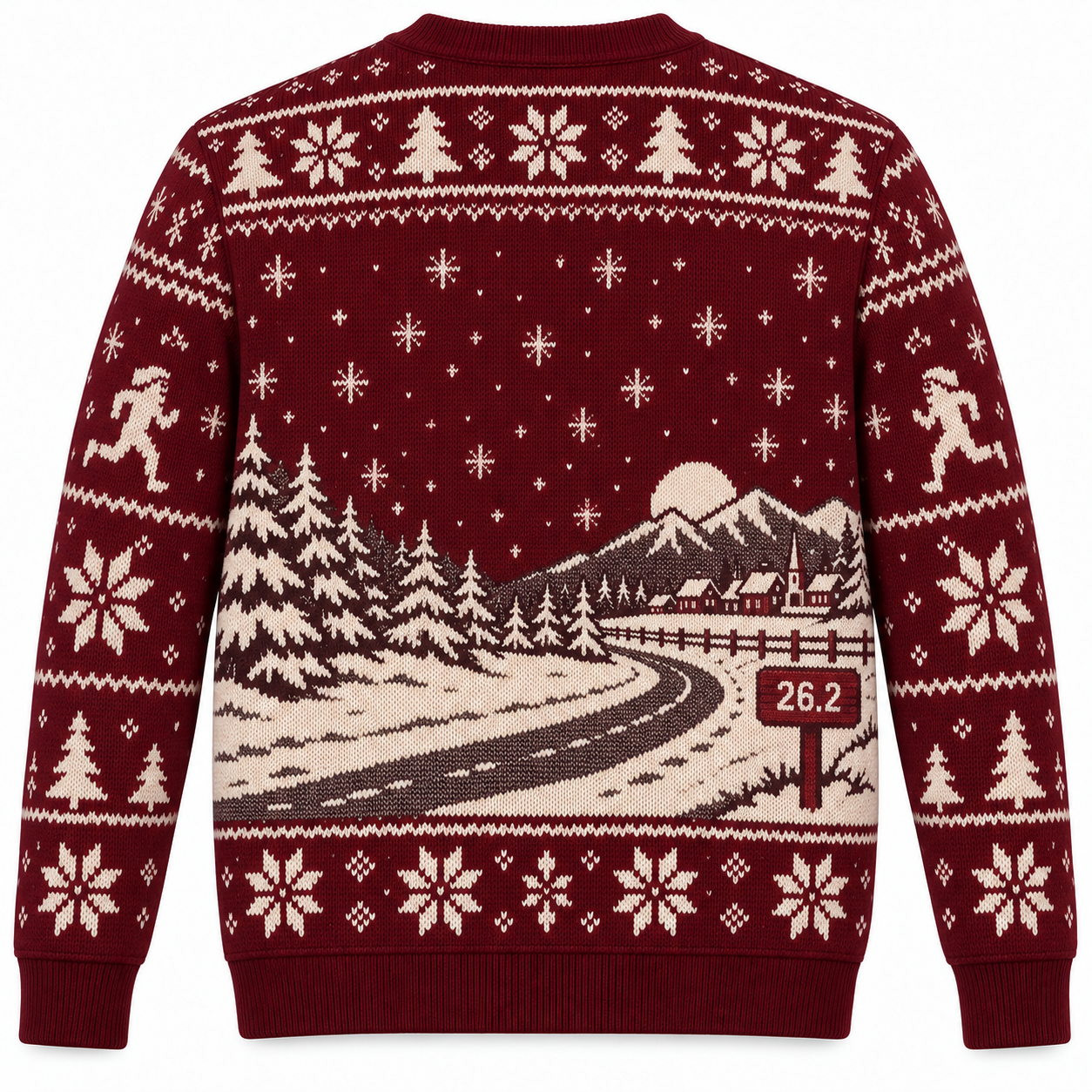 [popular-sweater:PX-24-04:back] Santa Runs The Marathon Ugly Christmas Sweatshirt - Back view