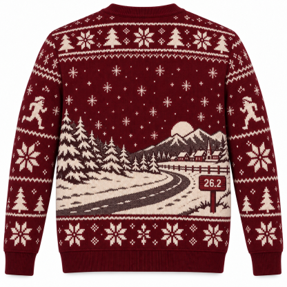 [popular-sweater:PX-24-04:back] Santa Runs The Marathon Ugly Christmas Sweatshirt - Back view