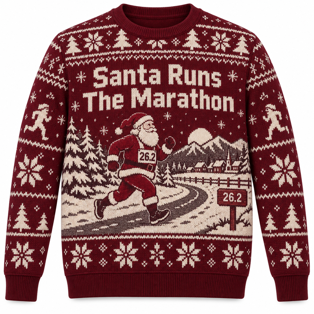 [popular-sweater:PX-24-04:front] Santa Runs The Marathon Ugly Christmas Sweatshirt - Front view