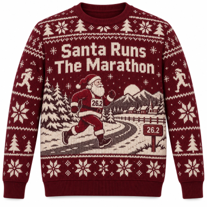 [popular-sweater:PX-24-04:front] Santa Runs The Marathon Ugly Christmas Sweatshirt - Front view