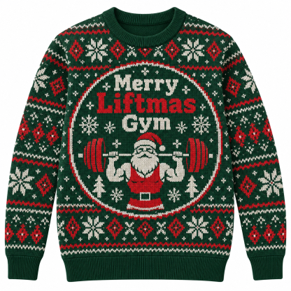 [popular-sweater:PX-24-05:front] Merry Liftmas Gym Ugly Christmas Sweatshirt - Front view