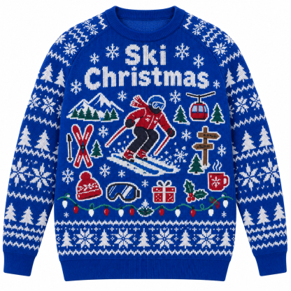 [popular-sweater:PX-24-08:front] Ski Christmas Ugly Christmas Sweatshirt - Front view