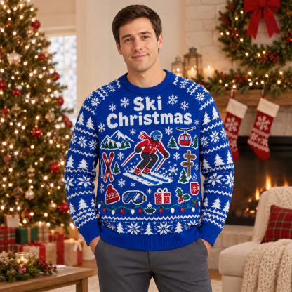 [popular-sweater:PX-24-08:male] Ski Christmas Ugly Christmas Sweatshirt - Male view