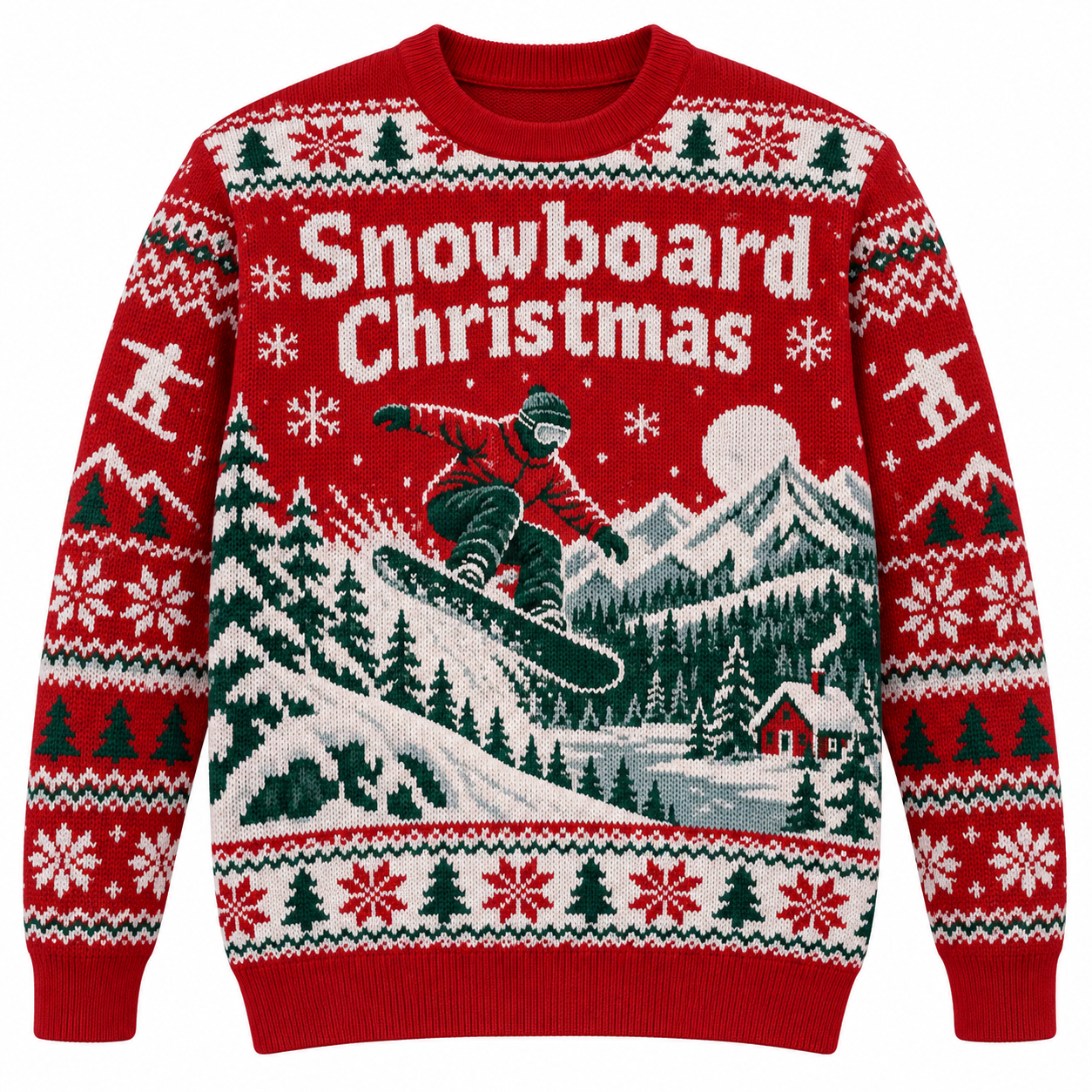 [popular-sweater:PX-24-09:front] Snowboard Christmas Ugly Christmas Sweatshirt - Front view