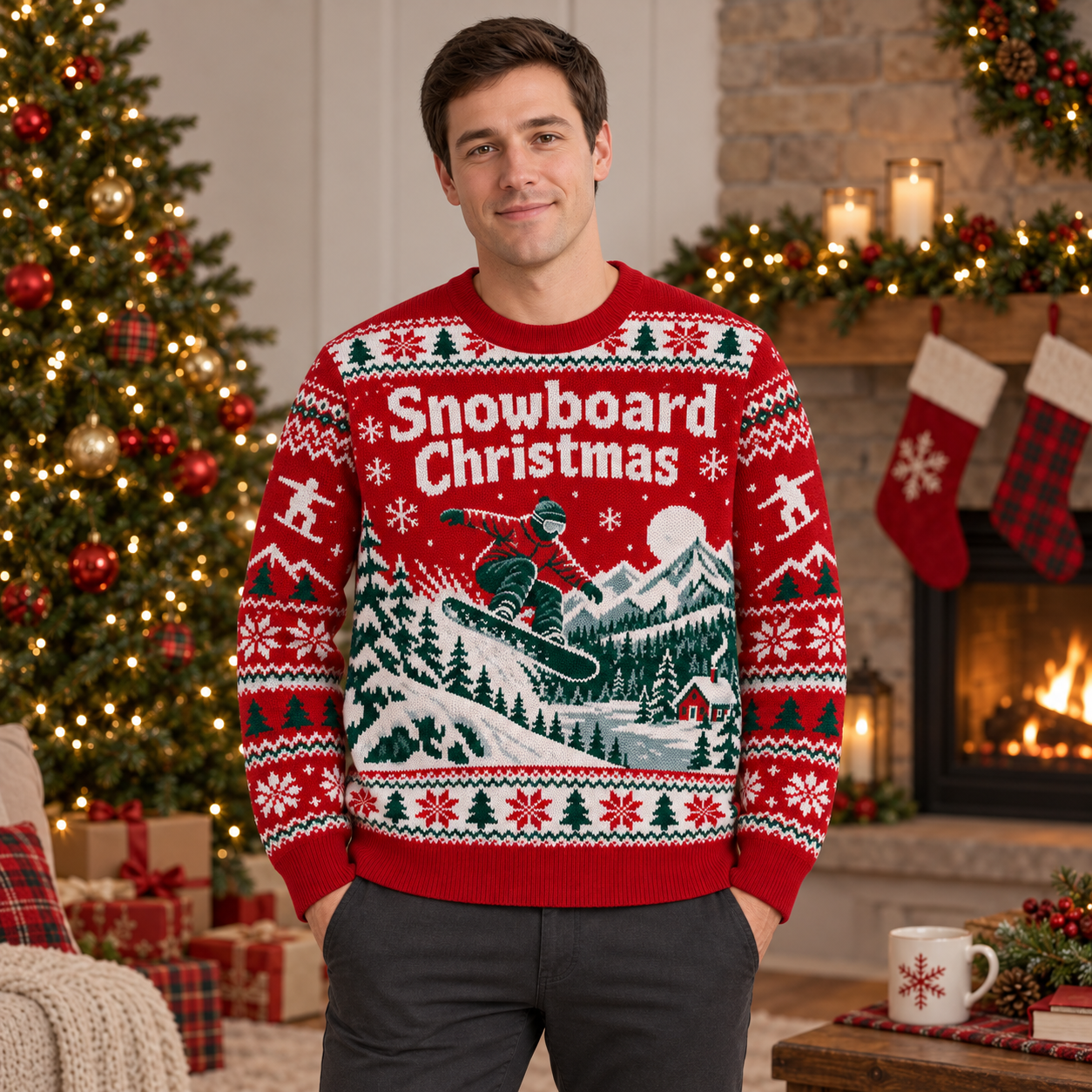 [popular-sweater:PX-24-09:male] Snowboard Christmas Ugly Christmas Sweatshirt - Male view