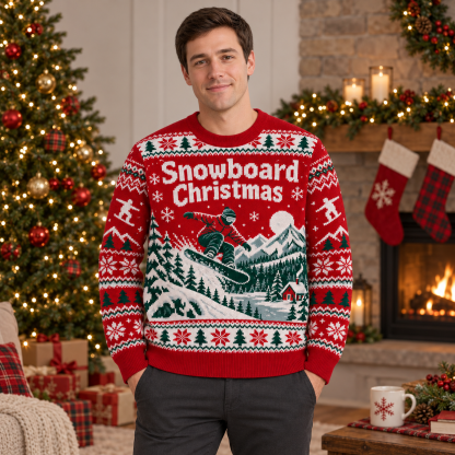 [popular-sweater:PX-24-09:male] Snowboard Christmas Ugly Christmas Sweatshirt - Male view
