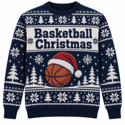 [popular-sweater:PX-24-11:front] Basketball Christmas Ugly Christmas Sweatshirt - Front view