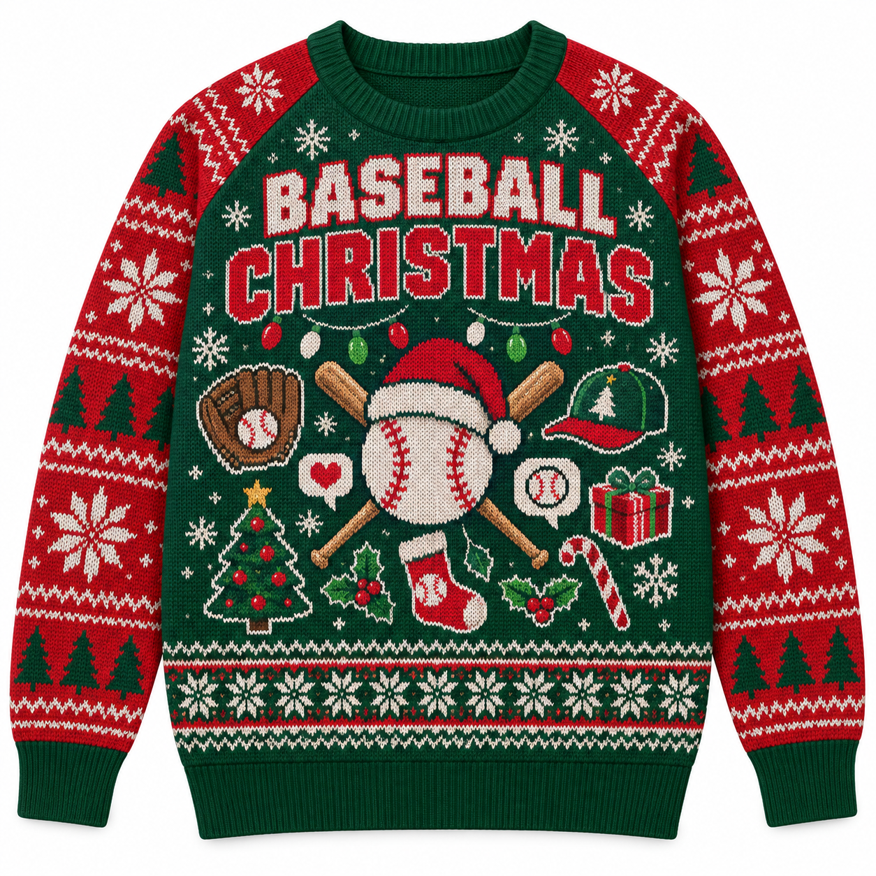 [popular-sweater:PX-24-13:front] Baseball Christmas Ugly Christmas Sweatshirt - Front view