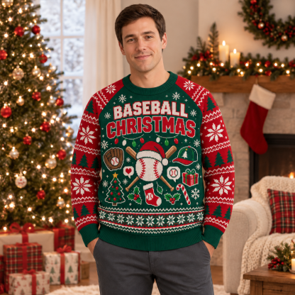 [popular-sweater:PX-24-13:male] Baseball Christmas Ugly Christmas Sweatshirt - Male view