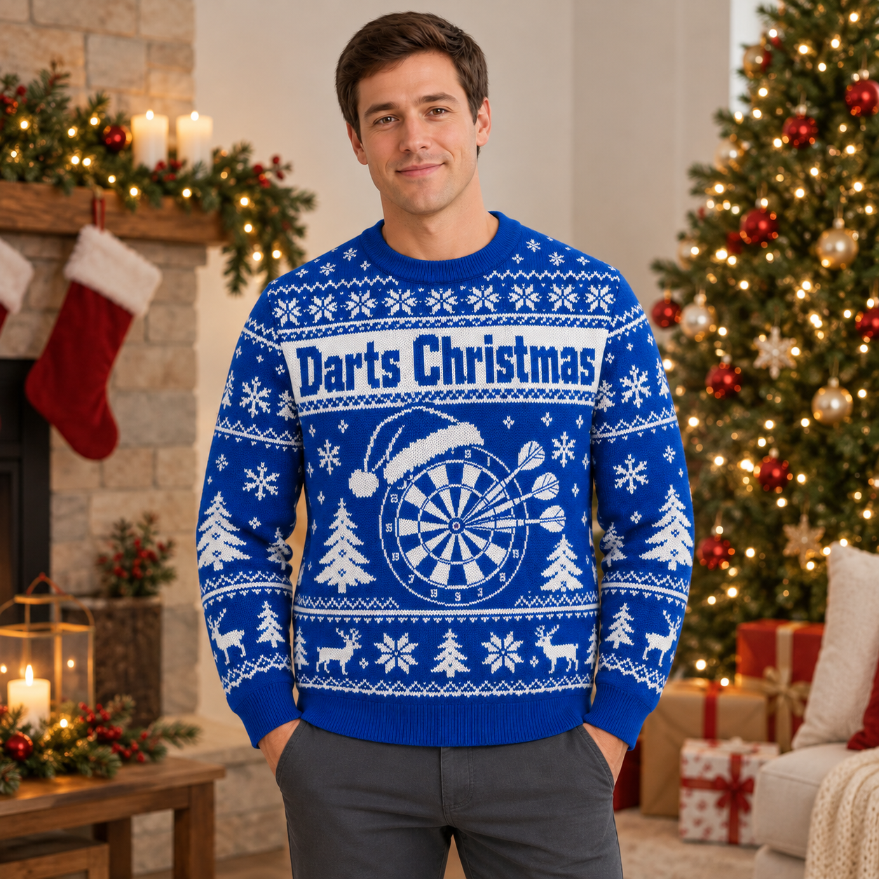 [popular-sweater:PX-24-16:male] Darts Christmas Ugly Christmas Sweatshirt - Male view