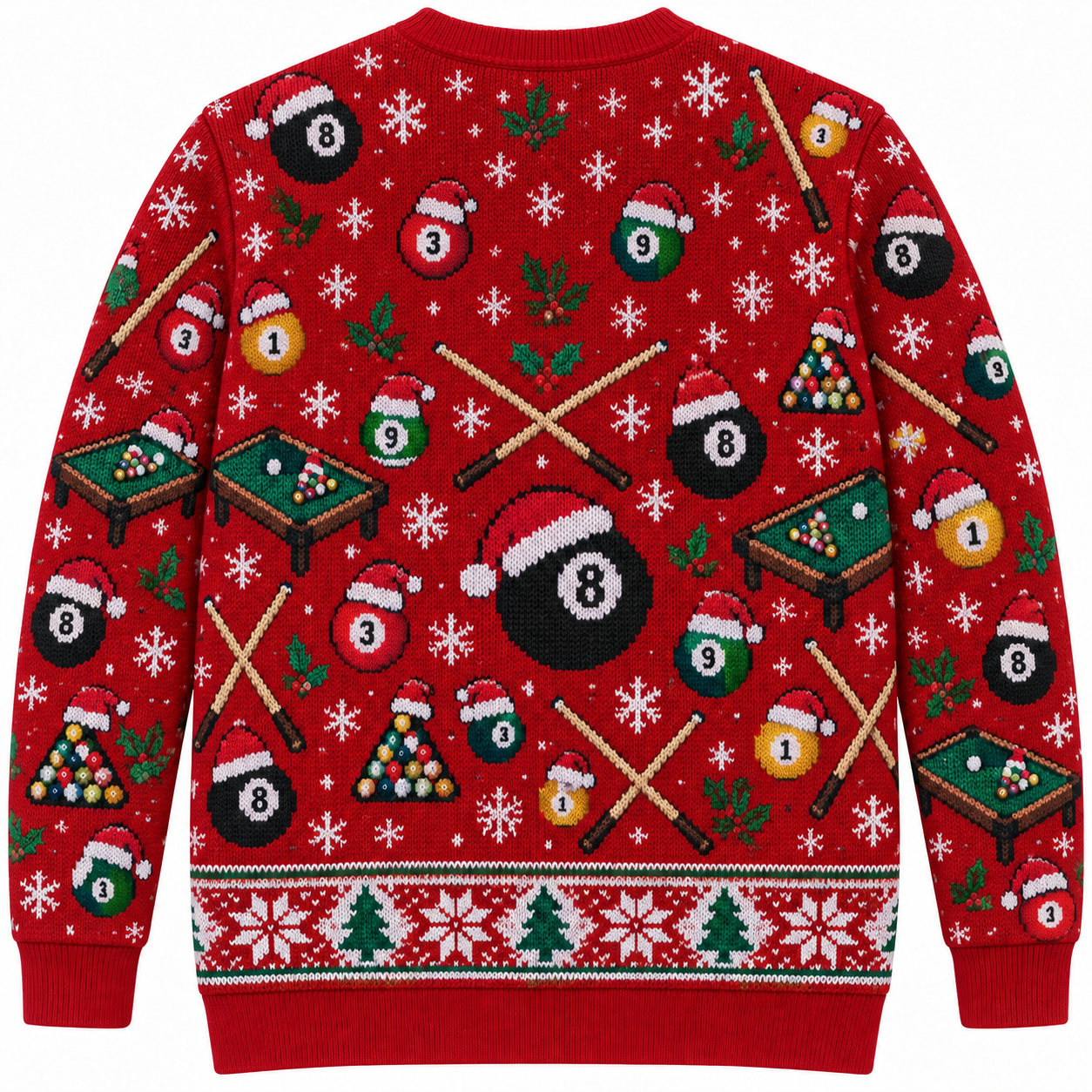 [popular-sweater:PX-24-17:back] Billiards Christmas Ugly Christmas Sweatshirt - Back view