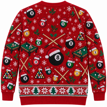 [popular-sweater:PX-24-17:back] Billiards Christmas Ugly Christmas Sweatshirt - Back view