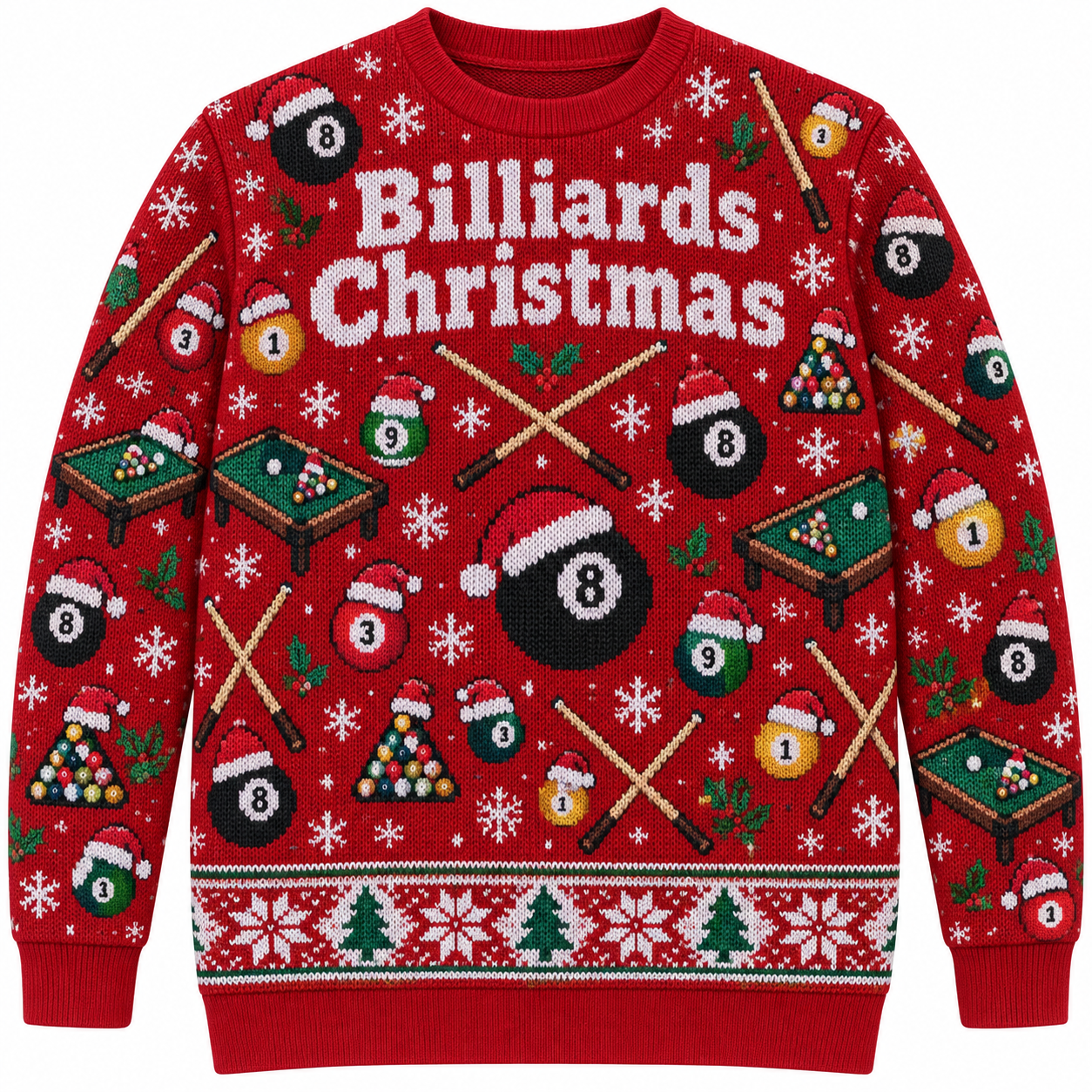 [popular-sweater:PX-24-17:front] Billiards Christmas Ugly Christmas Sweatshirt - Front view