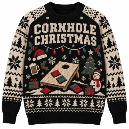 [popular-sweater:PX-24-18:front] Cornhole Christmas Ugly Christmas Sweatshirt - Front view