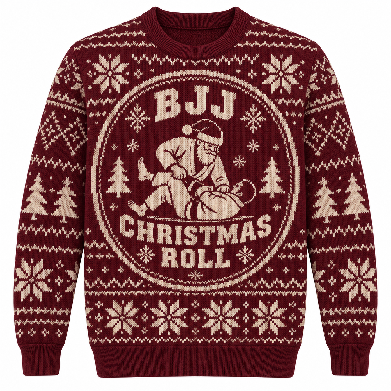 [popular-sweater:PX-24-20:front] BJJ Christmas Roll Ugly Christmas Sweatshirt - Front view