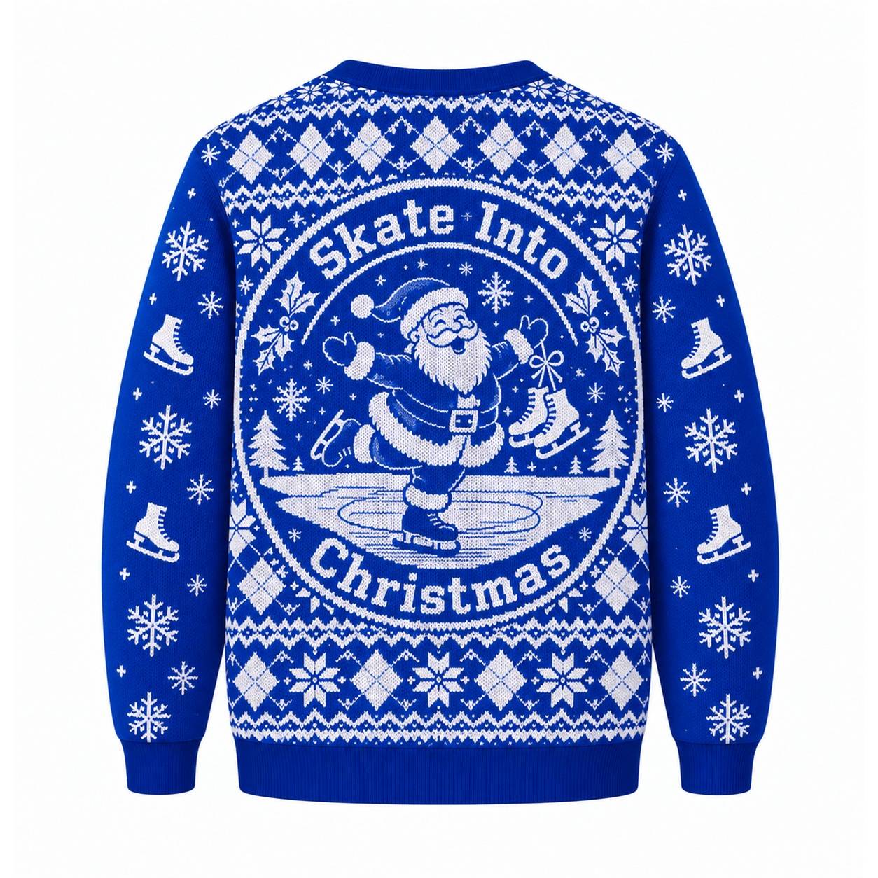 [popular-sweater:PX-24-24:back] Skate Into Christmas Ugly Christmas Sweatshirt - Back view