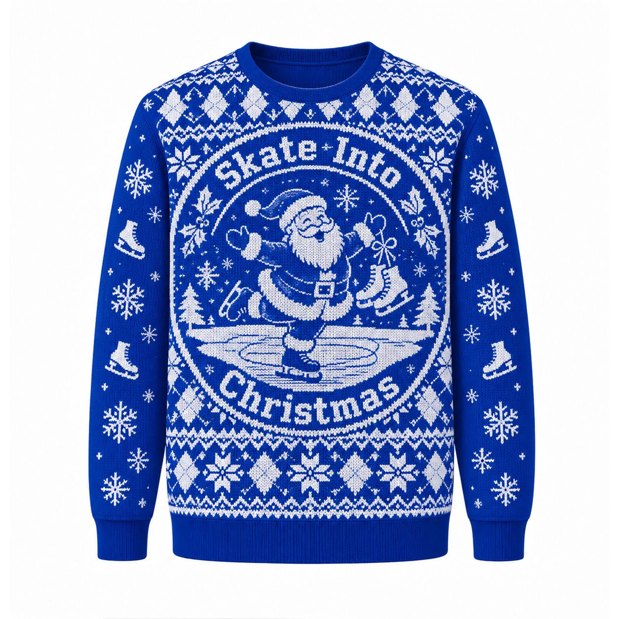 [popular-sweater:PX-24-24:front] Skate Into Christmas Ugly Christmas Sweatshirt - Front view