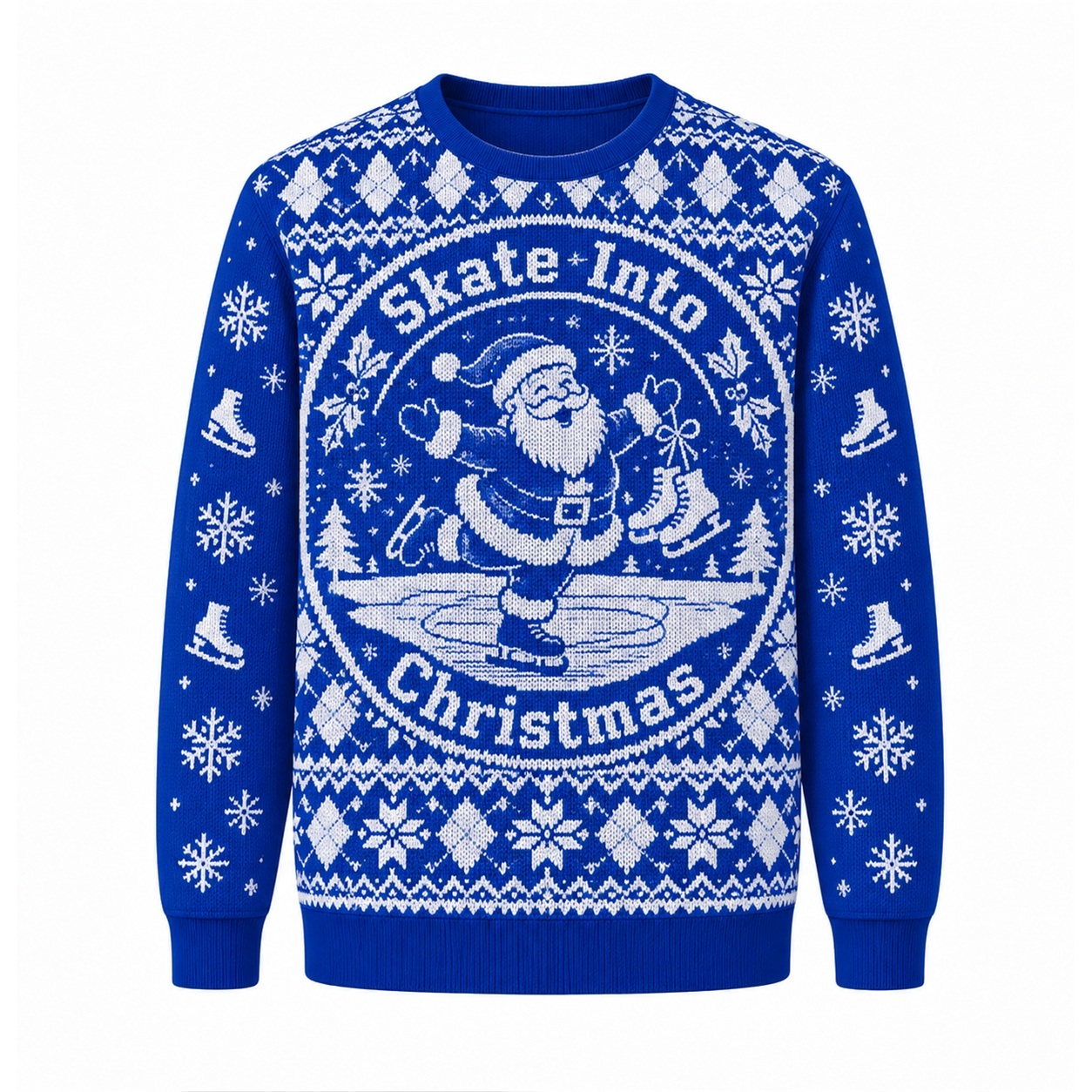[popular-sweater:PX-24-24:front] Skate Into Christmas Ugly Christmas Sweatshirt - Front view