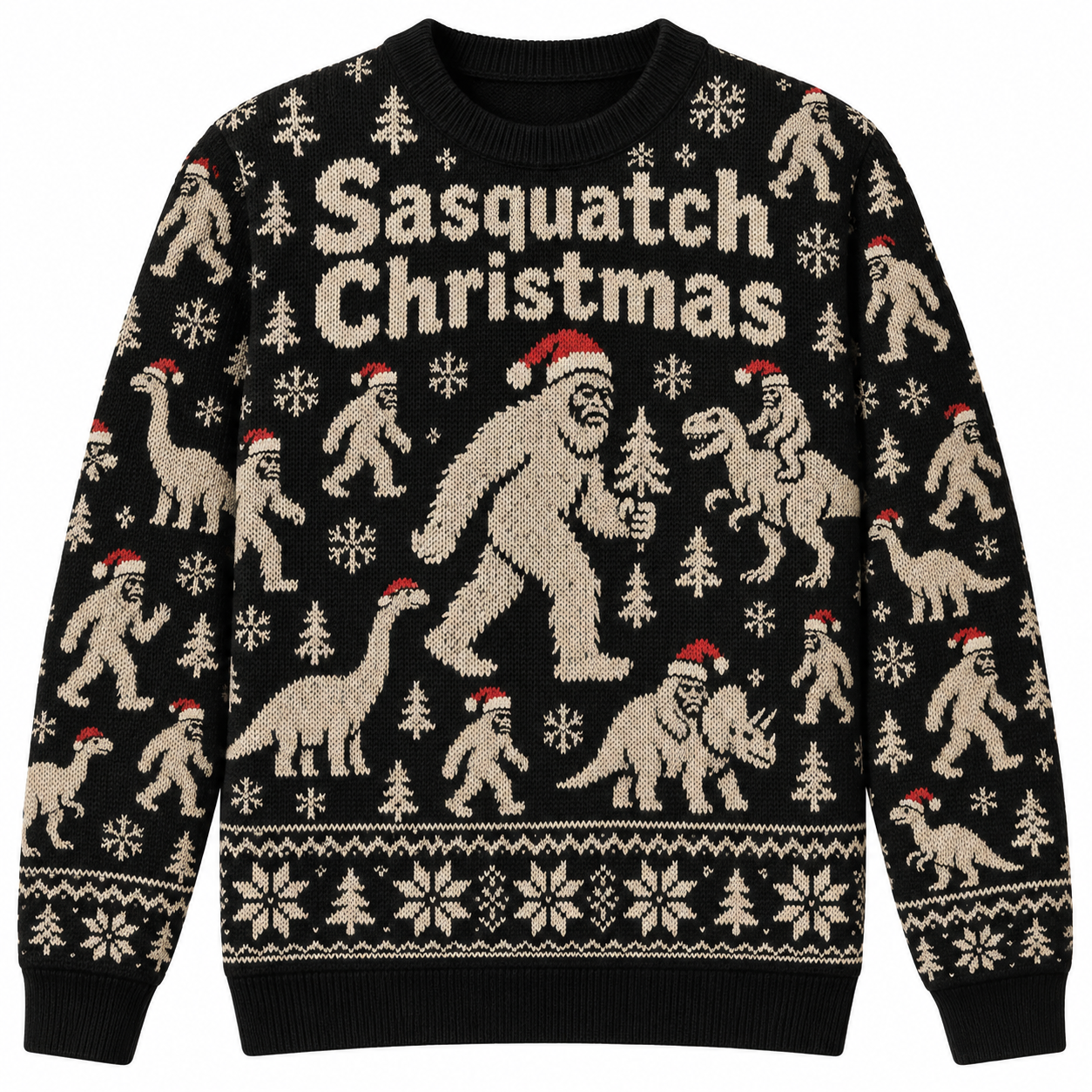 [popular-sweater:PX-25-02:front] Sasquatch Christmas Ugly Christmas Sweatshirt - Front view