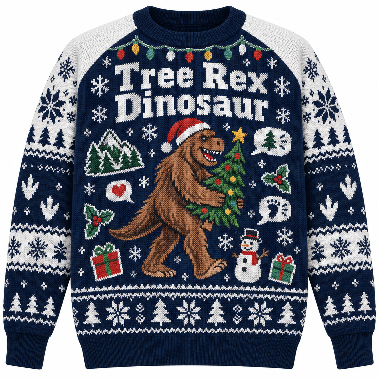 [popular-sweater:PX-25-03:front] Tree Rex Dinosaur Ugly Christmas Sweatshirt - Front view