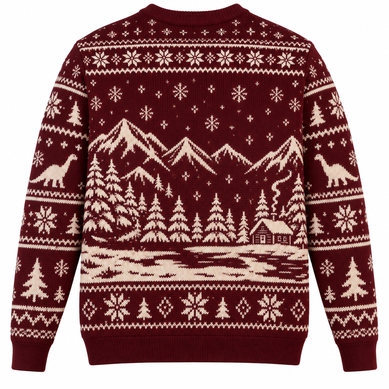 [popular-sweater:PX-25-04:back] Dino Christmas Ugly Christmas Sweatshirt - Back view