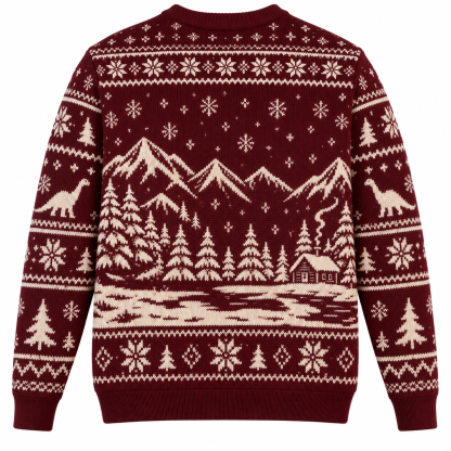 [popular-sweater:PX-25-04:back] Dino Christmas Ugly Christmas Sweatshirt - Back view